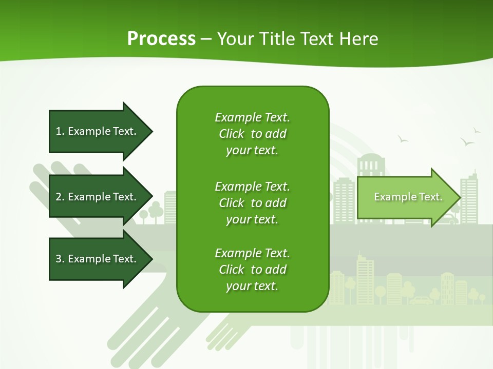 A Green Powerpoint Presentation With A City In The Background PowerPoint Template