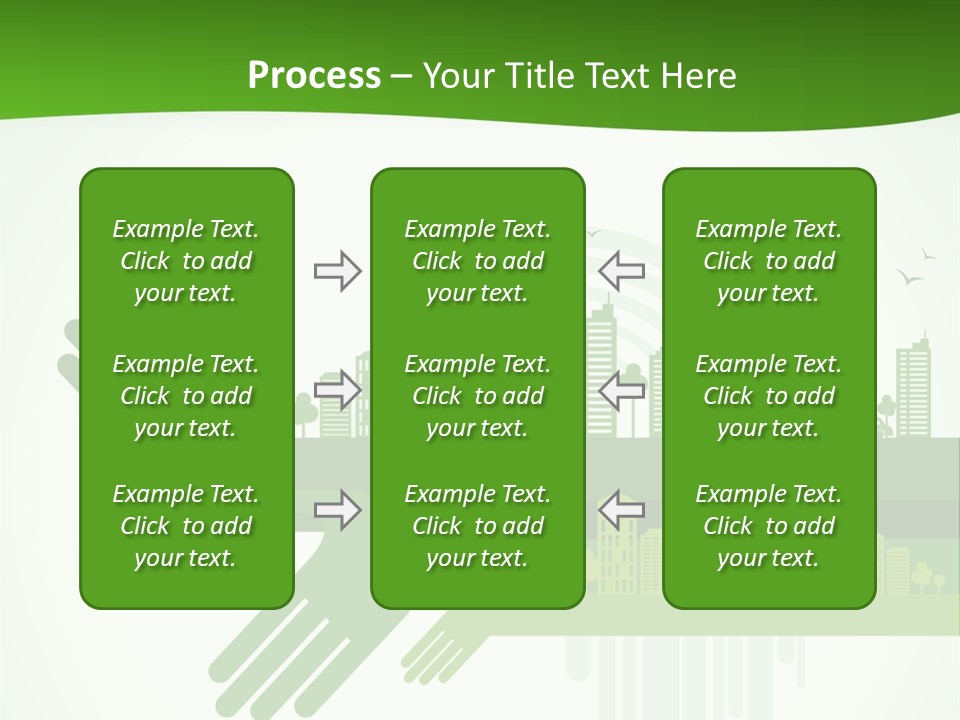 A Green Powerpoint Presentation With A City In The Background PowerPoint Template
