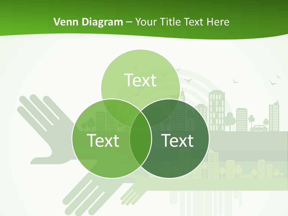 A Green Powerpoint Presentation With A City In The Background PowerPoint Template