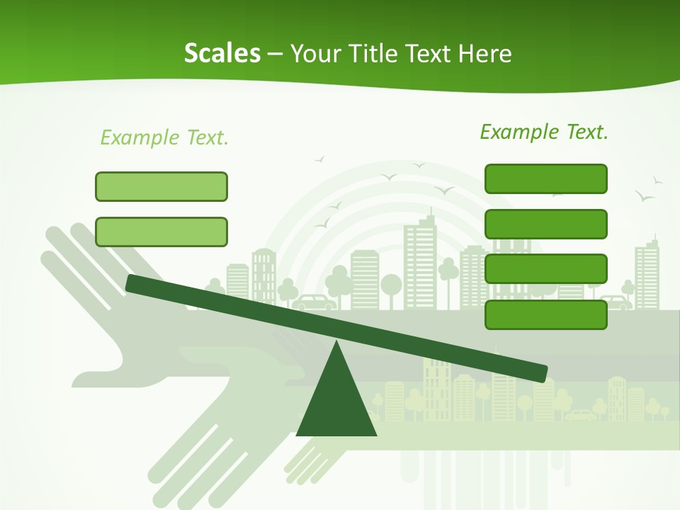 A Green Powerpoint Presentation With A City In The Background PowerPoint Template