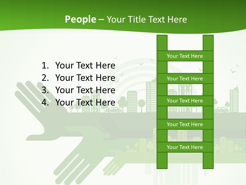 A Green Powerpoint Presentation With A City In The Background PowerPoint Template