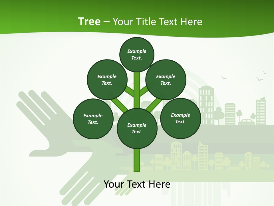 A Green Powerpoint Presentation With A City In The Background PowerPoint Template