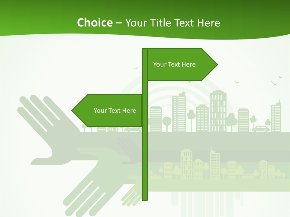 A Green Powerpoint Presentation With A City In The Background PowerPoint Template
