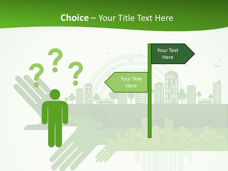 A Green Powerpoint Presentation With A City In The Background PowerPoint Template