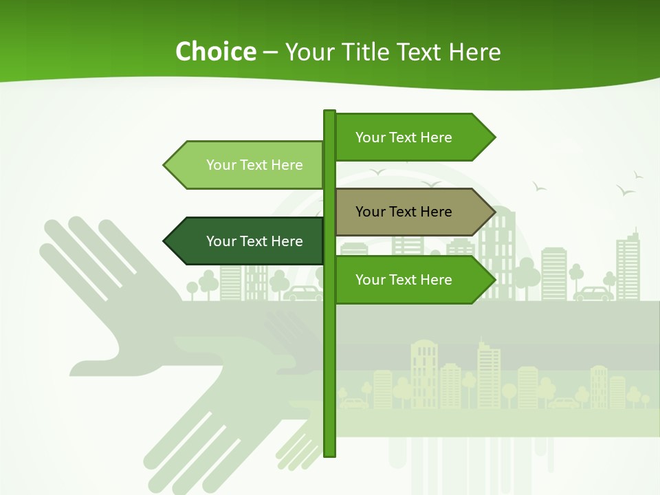 A Green Powerpoint Presentation With A City In The Background PowerPoint Template