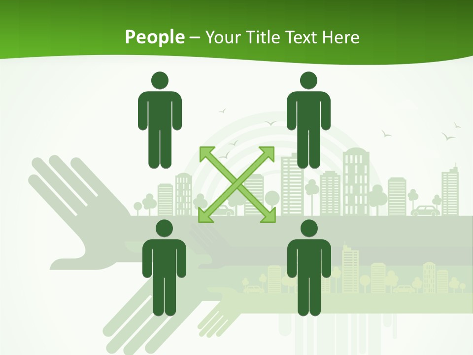 A Green Powerpoint Presentation With A City In The Background PowerPoint Template