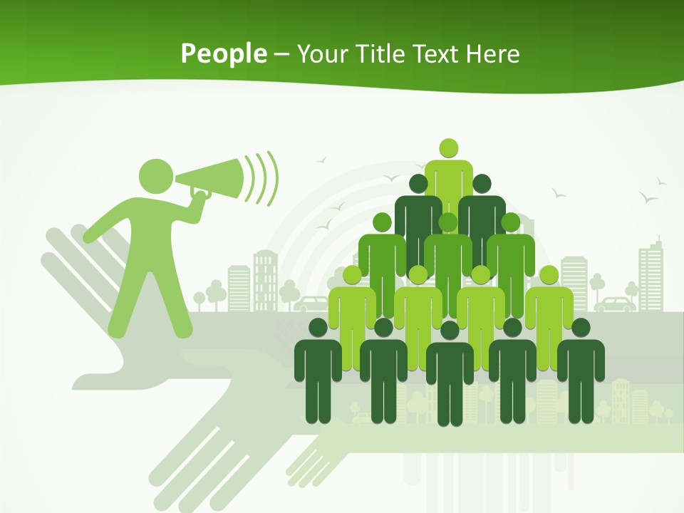 A Green Powerpoint Presentation With A City In The Background PowerPoint Template