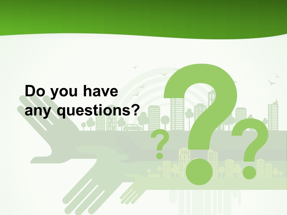 A Green Powerpoint Presentation With A City In The Background PowerPoint Template