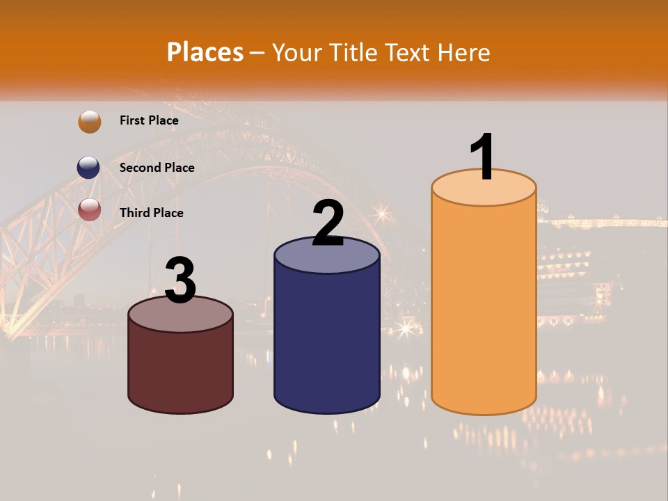 A Bridge Over A Body Of Water At Night PowerPoint Template