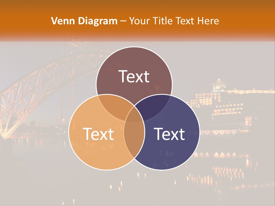 A Bridge Over A Body Of Water At Night PowerPoint Template