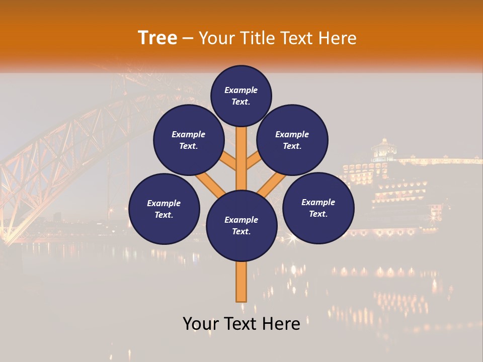 A Bridge Over A Body Of Water At Night PowerPoint Template
