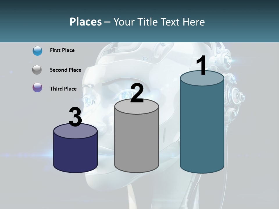 A Robot With Headphones Is Shown In This Powerpoint Presentation PowerPoint Template