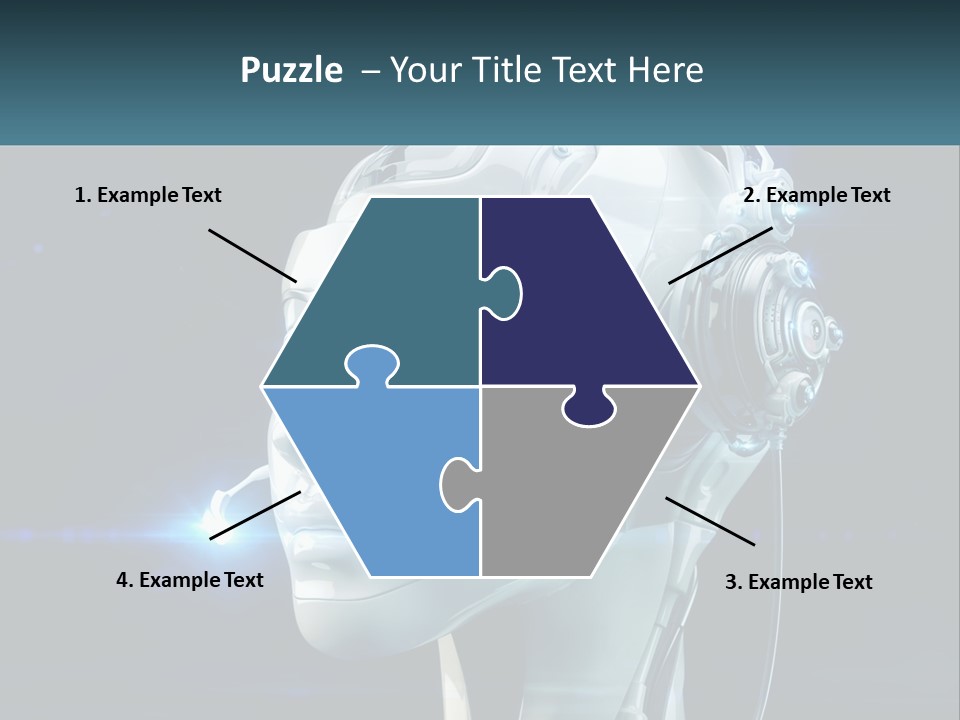 A Robot With Headphones Is Shown In This Powerpoint Presentation PowerPoint Template