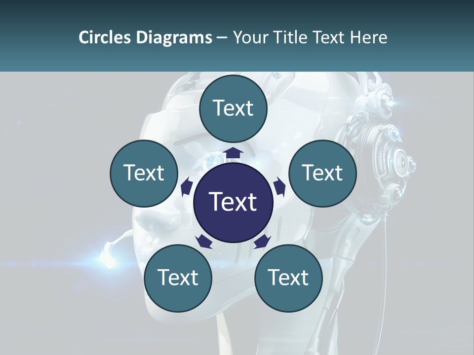 A Robot With Headphones Is Shown In This Powerpoint Presentation PowerPoint Template