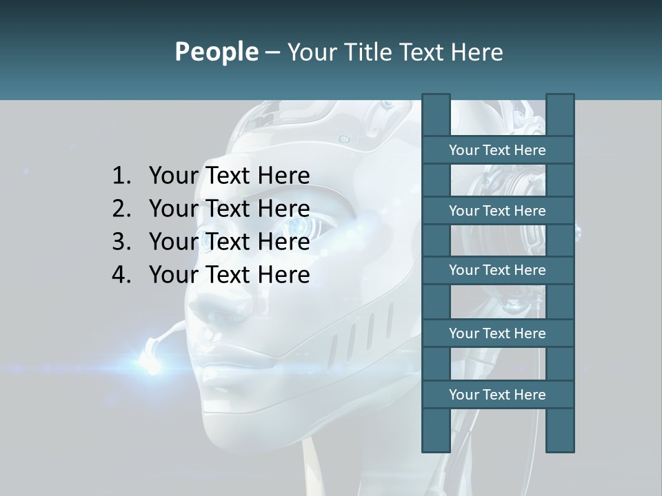 A Robot With Headphones Is Shown In This Powerpoint Presentation PowerPoint Template
