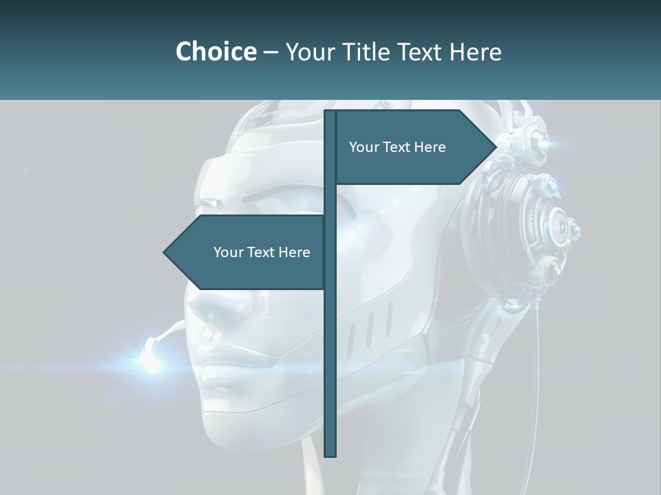 A Robot With Headphones Is Shown In This Powerpoint Presentation PowerPoint Template