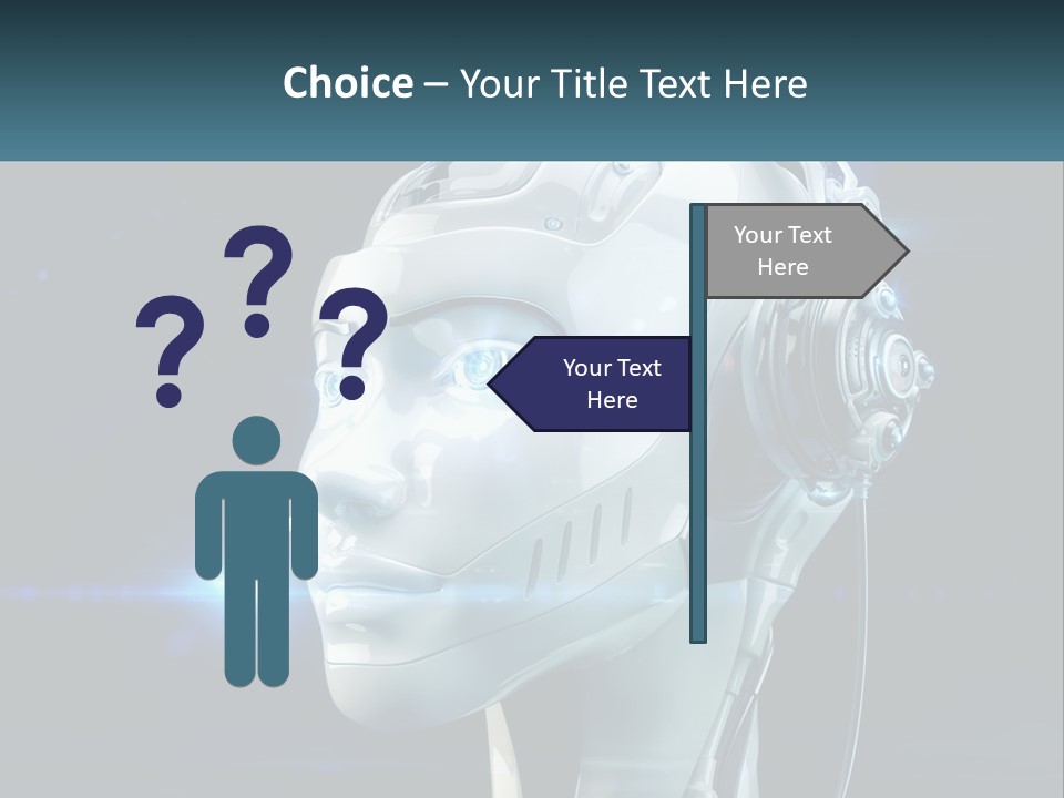A Robot With Headphones Is Shown In This Powerpoint Presentation PowerPoint Template