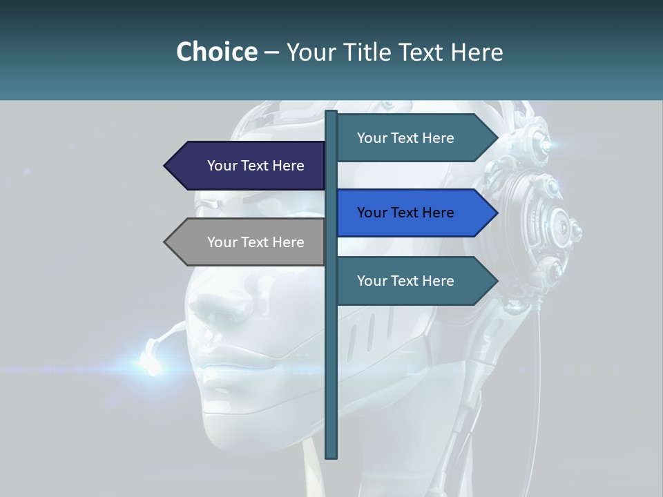 A Robot With Headphones Is Shown In This Powerpoint Presentation PowerPoint Template