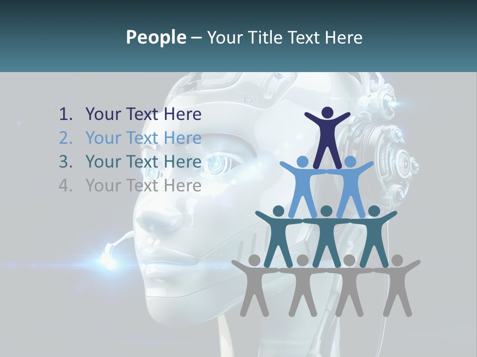 A Robot With Headphones Is Shown In This Powerpoint Presentation PowerPoint Template