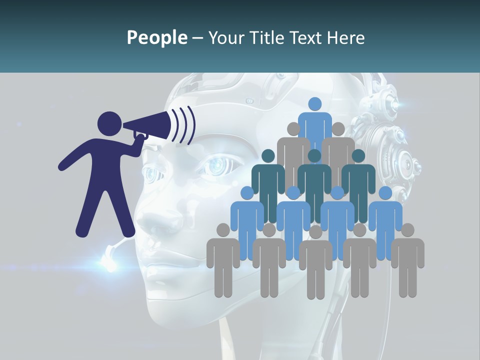 A Robot With Headphones Is Shown In This Powerpoint Presentation PowerPoint Template