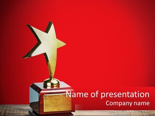 A Golden Star On Top Of A Wooden Table PowerPoint Template