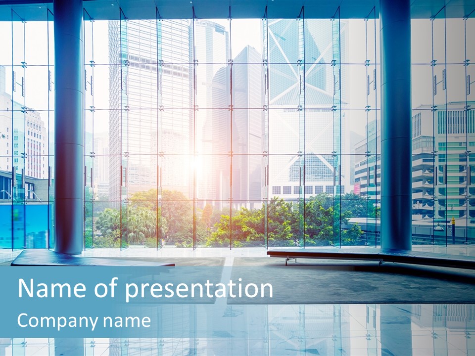 An Empty Room With Large Windows And A Bright Sun In The Background PowerPoint Template