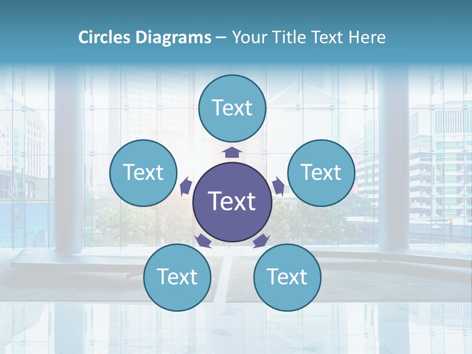 An Empty Room With Large Windows And A Bright Sun In The Background PowerPoint Template