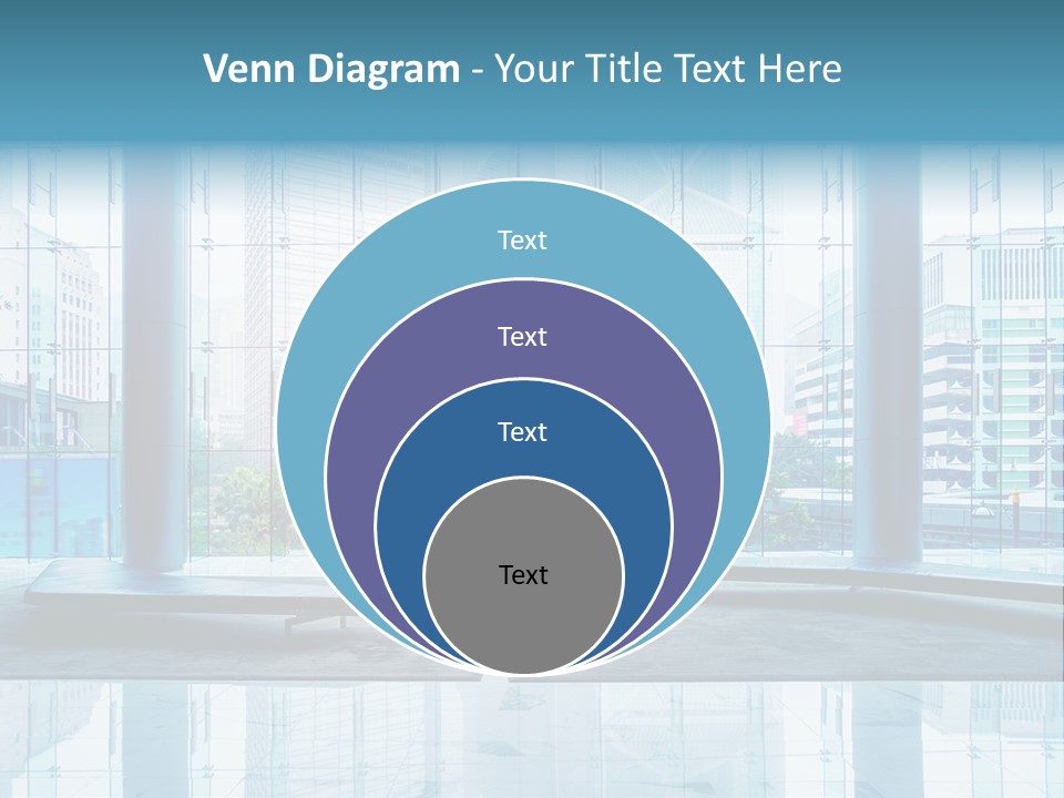 An Empty Room With Large Windows And A Bright Sun In The Background PowerPoint Template