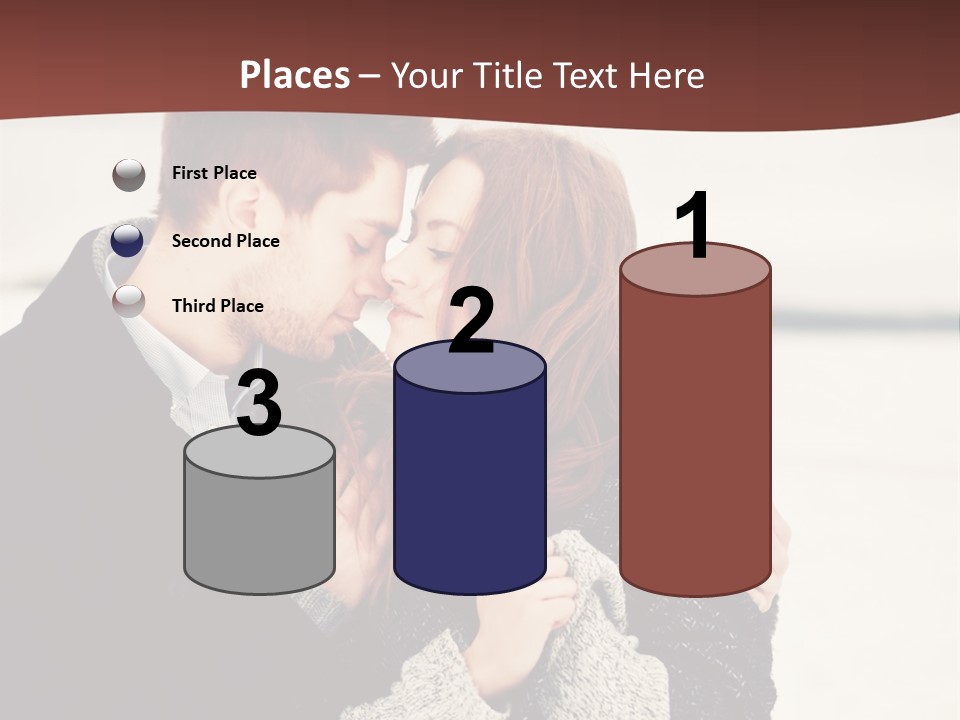 A Man And A Woman Kissing In Front Of A Brown Background PowerPoint Template