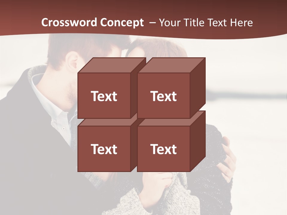 A Man And A Woman Kissing In Front Of A Brown Background PowerPoint Template