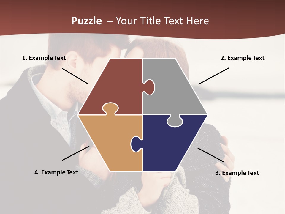 A Man And A Woman Kissing In Front Of A Brown Background PowerPoint Template