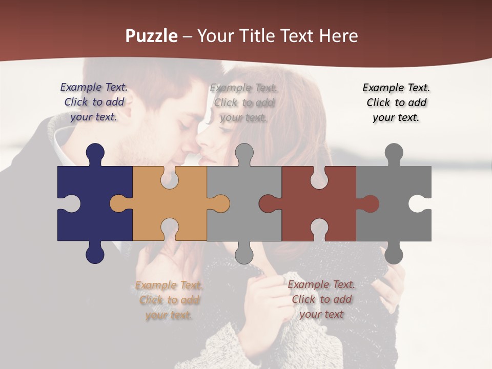 A Man And A Woman Kissing In Front Of A Brown Background PowerPoint Template