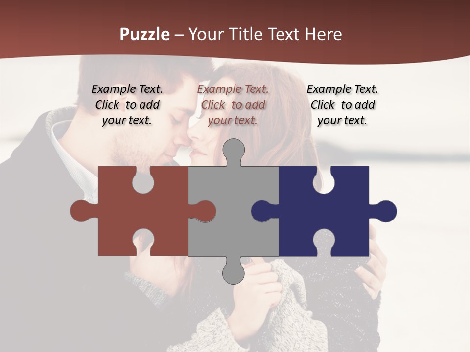A Man And A Woman Kissing In Front Of A Brown Background PowerPoint Template