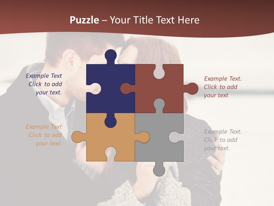 A Man And A Woman Kissing In Front Of A Brown Background PowerPoint Template