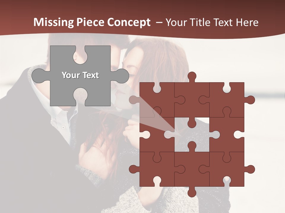 A Man And A Woman Kissing In Front Of A Brown Background PowerPoint Template
