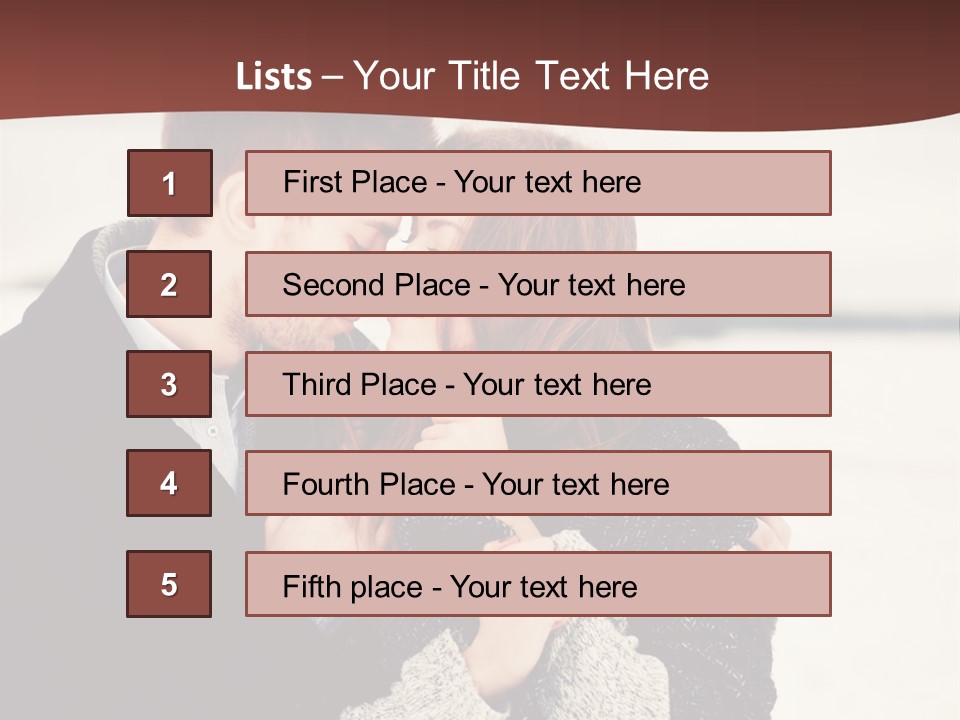 A Man And A Woman Kissing In Front Of A Brown Background PowerPoint Template