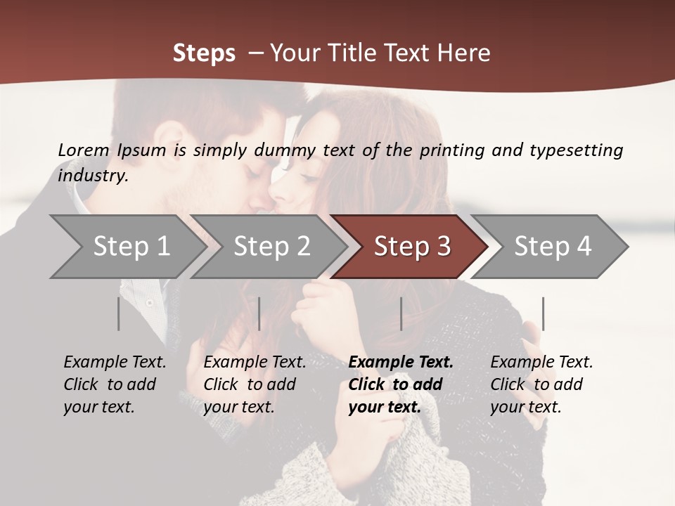A Man And A Woman Kissing In Front Of A Brown Background PowerPoint Template
