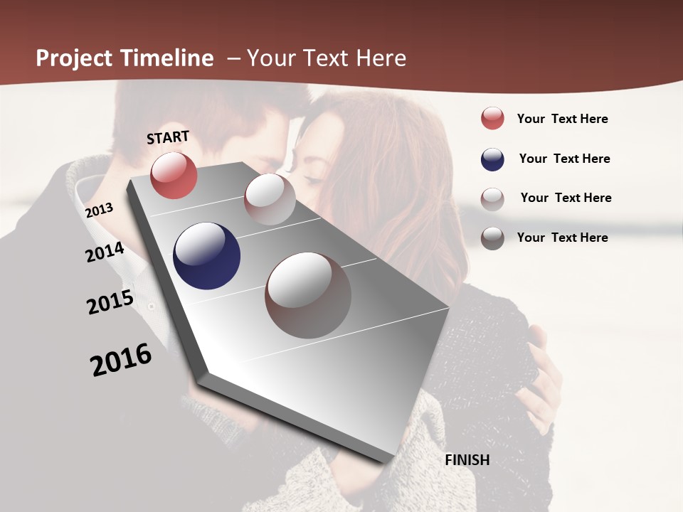 A Man And A Woman Kissing In Front Of A Brown Background PowerPoint Template