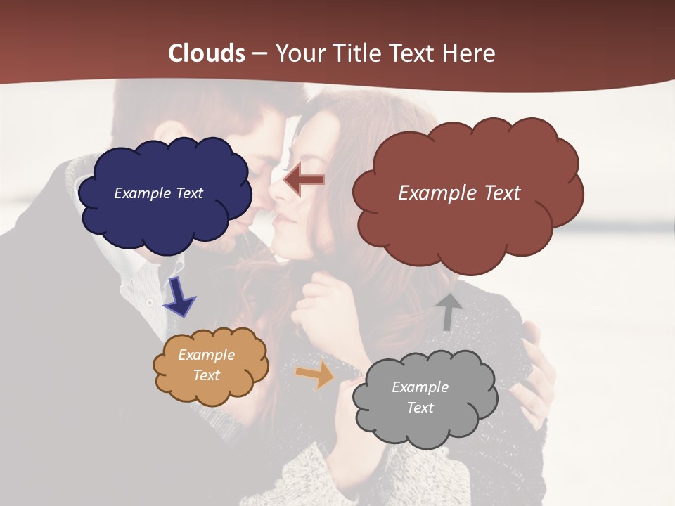 A Man And A Woman Kissing In Front Of A Brown Background PowerPoint Template