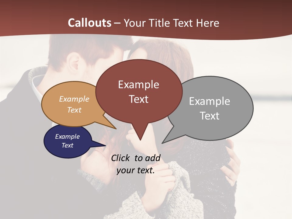 A Man And A Woman Kissing In Front Of A Brown Background PowerPoint Template