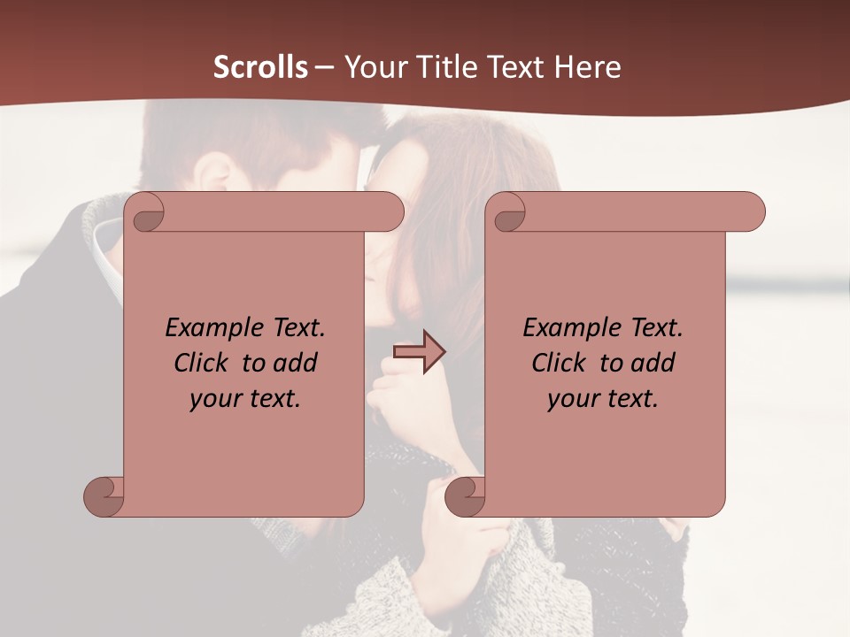 A Man And A Woman Kissing In Front Of A Brown Background PowerPoint Template