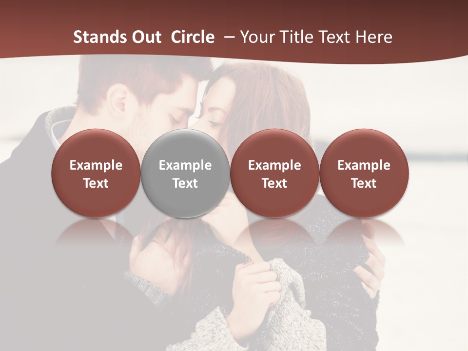 A Man And A Woman Kissing In Front Of A Brown Background PowerPoint Template