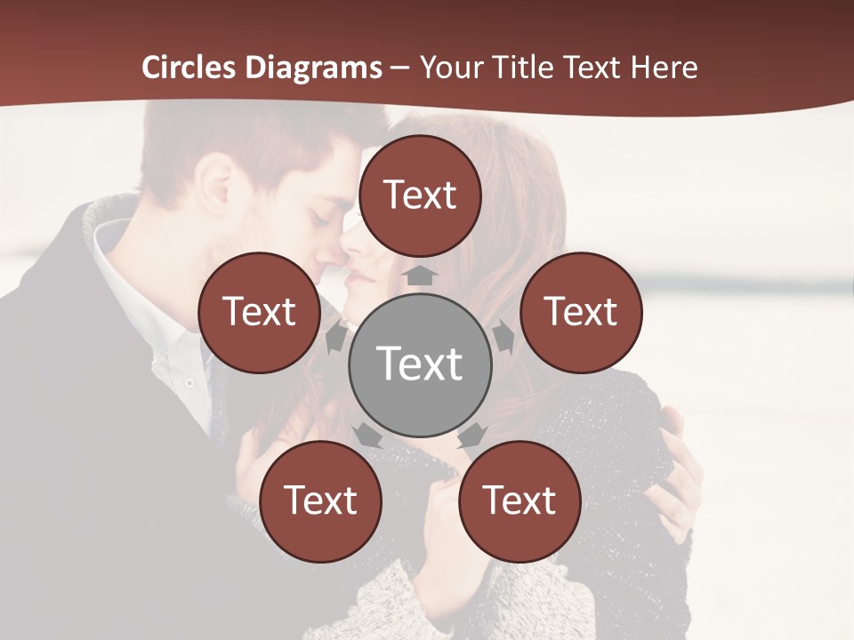 A Man And A Woman Kissing In Front Of A Brown Background PowerPoint Template