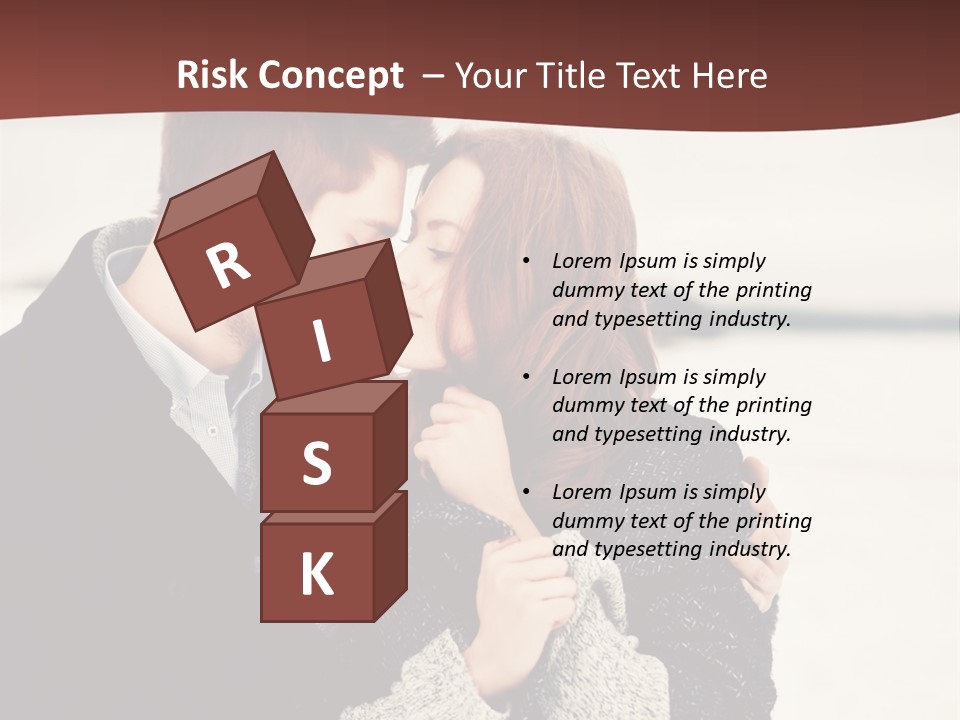 A Man And A Woman Kissing In Front Of A Brown Background PowerPoint Template
