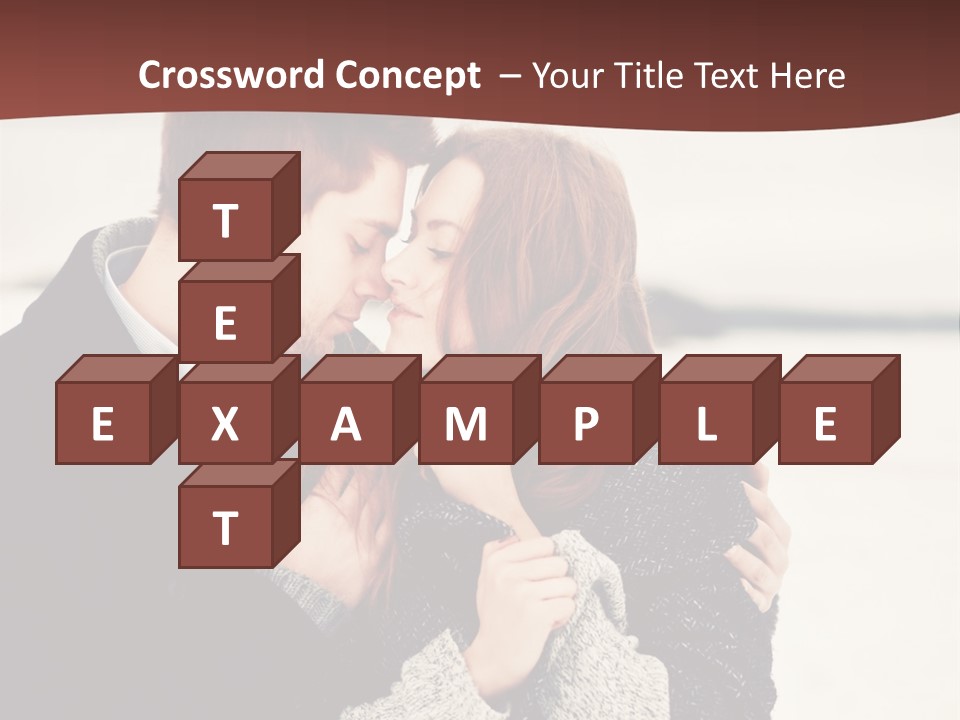 A Man And A Woman Kissing In Front Of A Brown Background PowerPoint Template