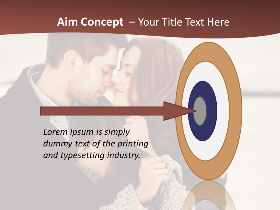 A Man And A Woman Kissing In Front Of A Brown Background PowerPoint Template