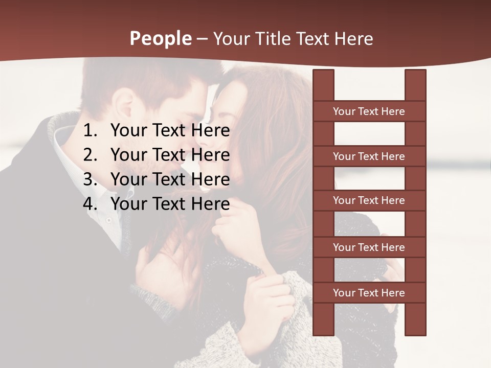 A Man And A Woman Kissing In Front Of A Brown Background PowerPoint Template