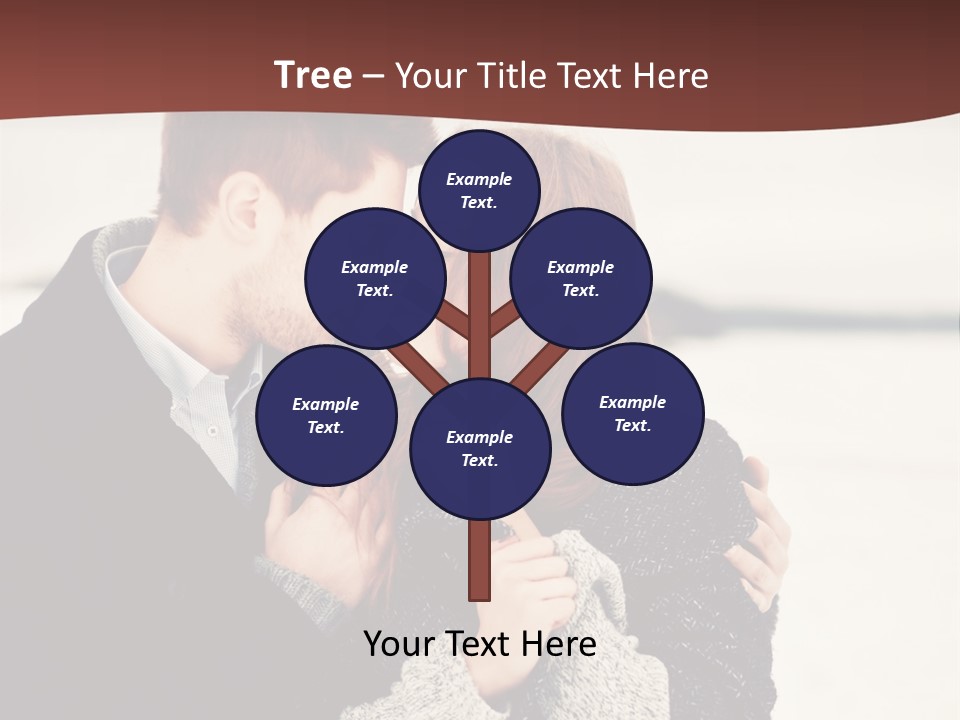 A Man And A Woman Kissing In Front Of A Brown Background PowerPoint Template