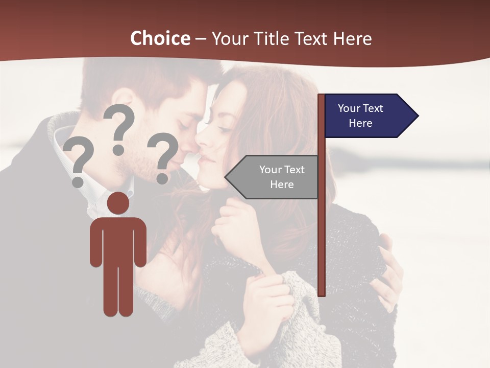 A Man And A Woman Kissing In Front Of A Brown Background PowerPoint Template