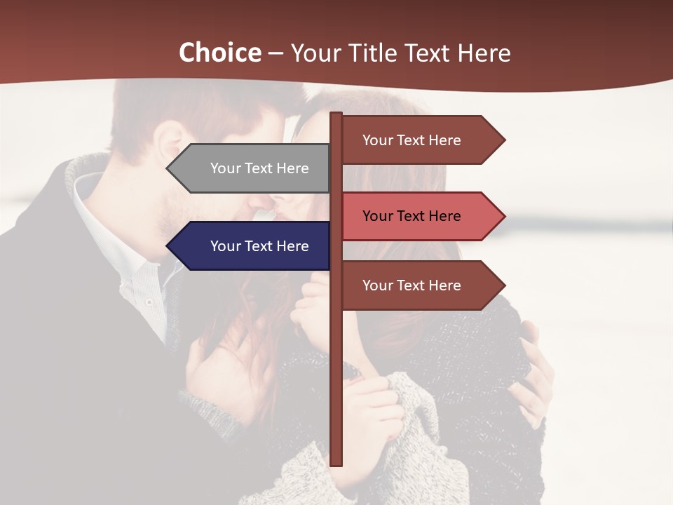 A Man And A Woman Kissing In Front Of A Brown Background PowerPoint Template